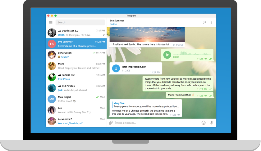 Telegram 中文电脑版客户端预览
